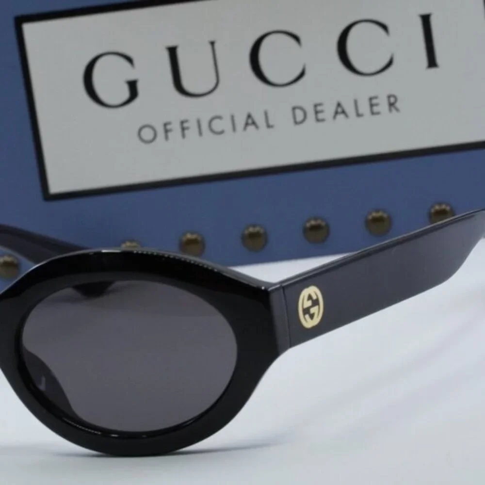 Gucci GG1579S 001 Oval Sunglasses - Black\Grey